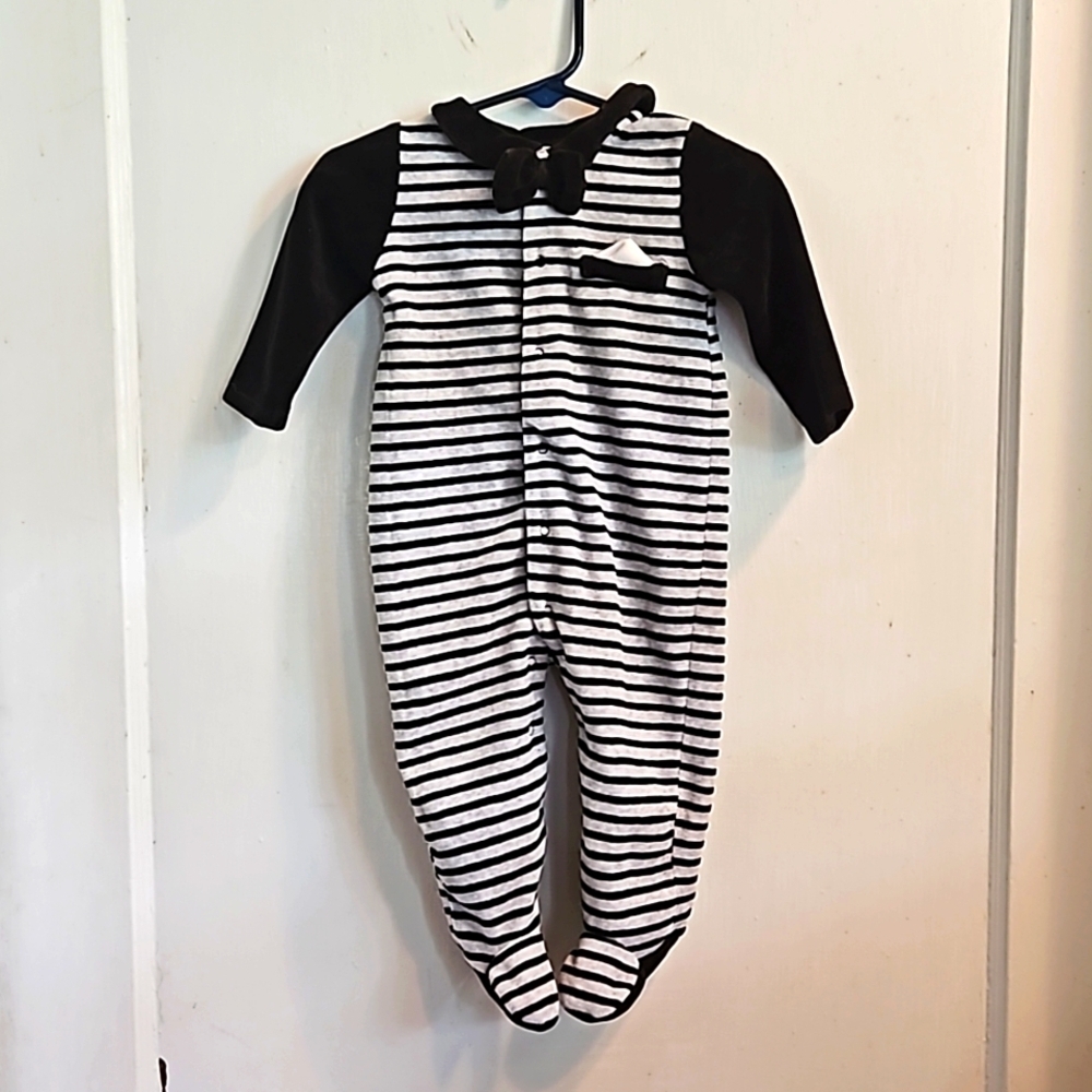 Absorba Baby Faux Tuxedo Romper 9 Months Black Gray Soft Formal One Piece